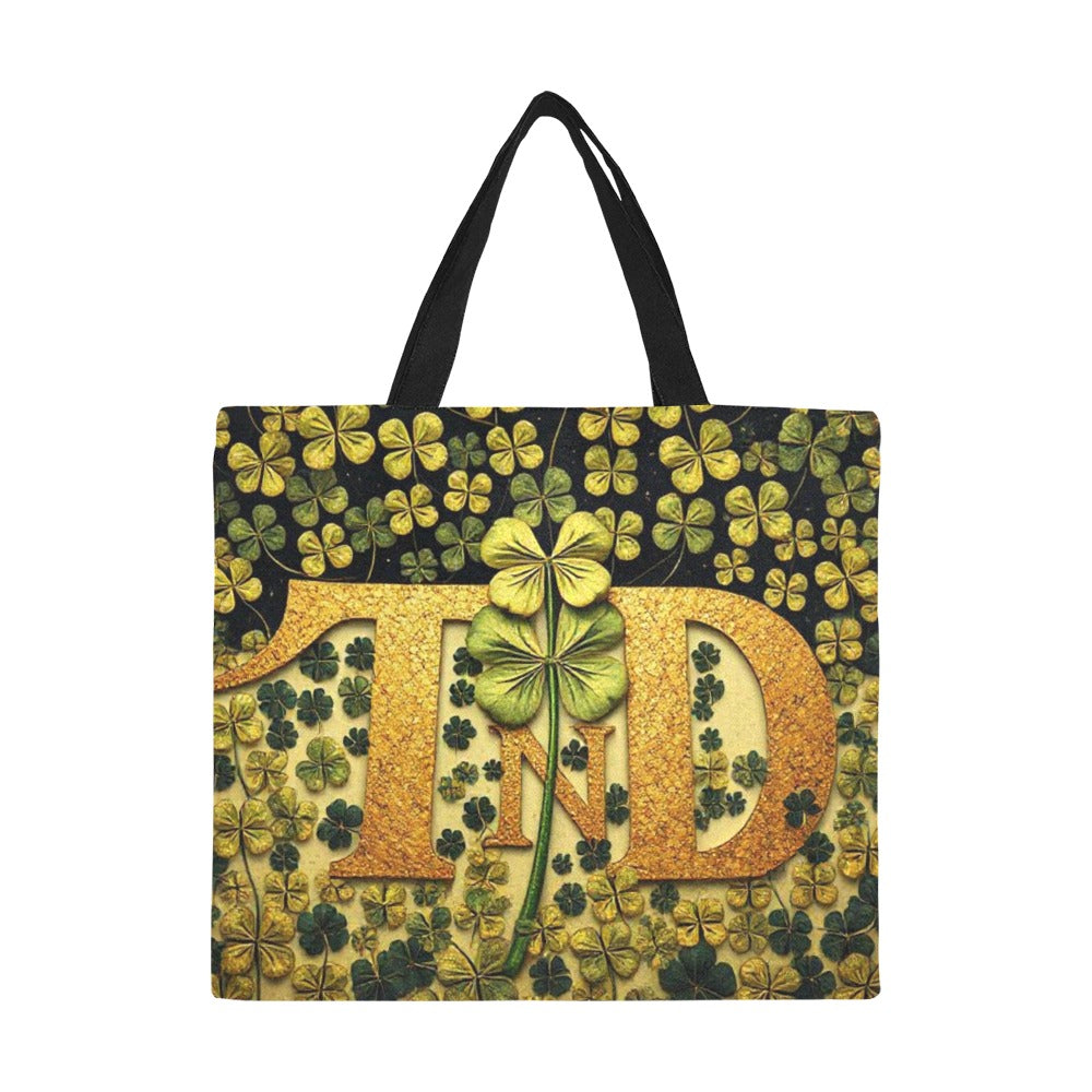 Canvas Tote Bag 4 Leaf Clover Black/Gold/Green Designs TnD logo