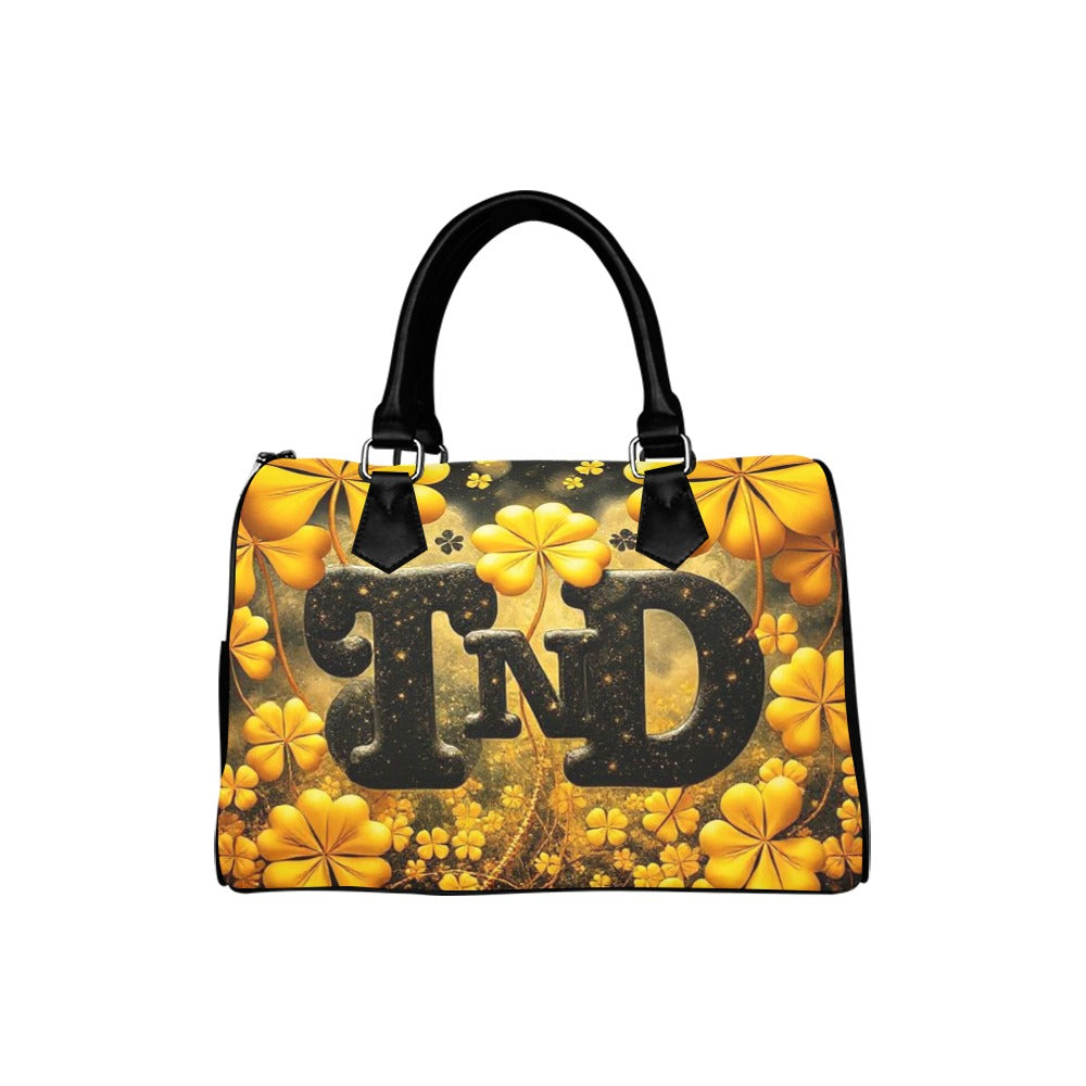 Barrel Type Handbag Gold 4 leaf Clover TnD Logo