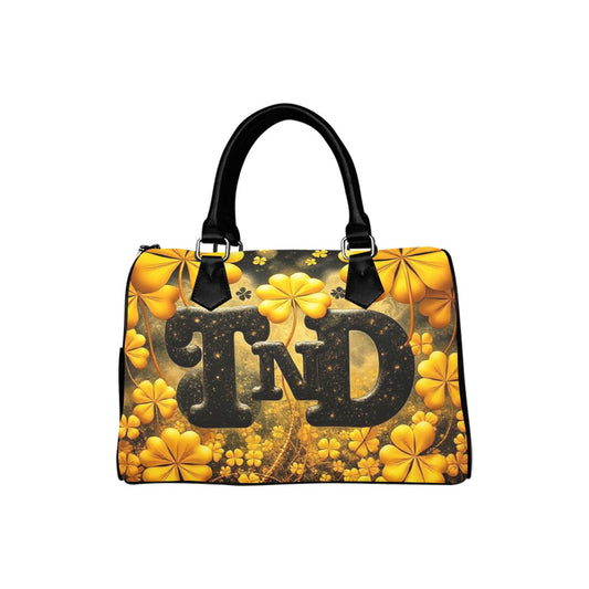 Barrel Type Handbag Gold 4 leaf Clover TnD Logo