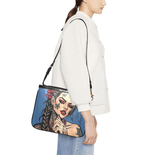 Blue Shoulder Bag Pu Leather LA Trends Tattoos Designs-Toxic N Disorderly LA Graffiti Art Wear