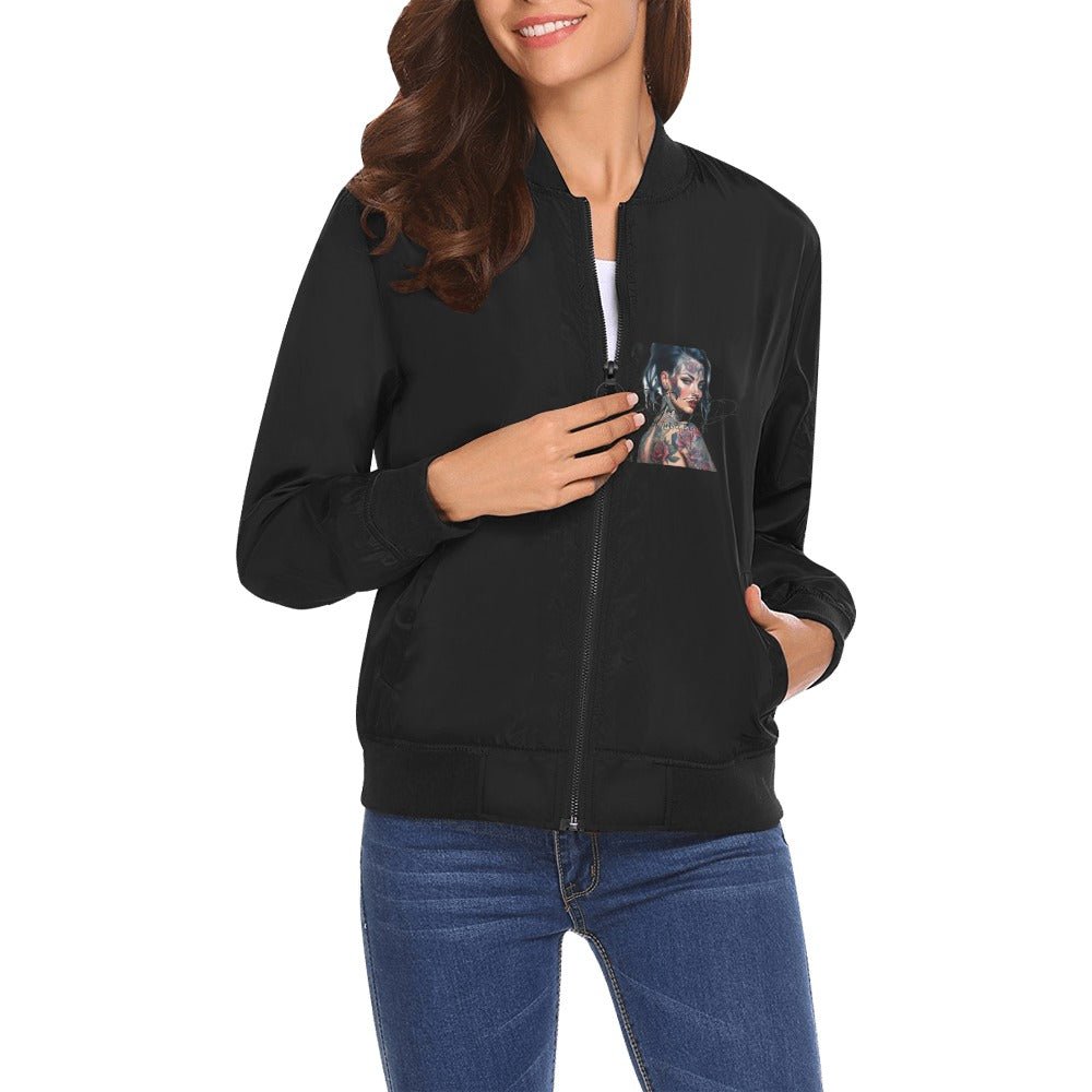 Bomber Jacket for Women Mi Vida Loca LA Art Designs-Toxic N Disorderly LA Graffiti Art Wear