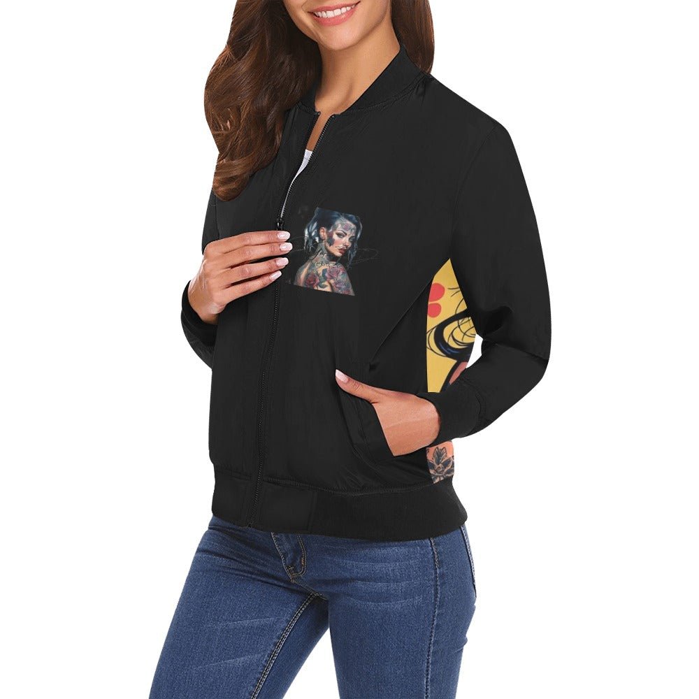 Bomber Jacket for Women Mi Vida Loca LA Art Designs-Toxic N Disorderly LA Graffiti Art Wear