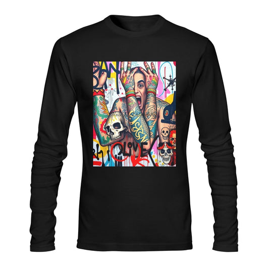 Custom Gildan Men's Long sleeve T-shirt Graffiti Art Unique Designs-Toxic N Disorderly LA Graffiti Art Wear