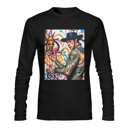 Custom Gildan Men's Long sleeve T-shirt Man Hat Graffiti Designs-Toxic N Disorderly LA Graffiti Art Wear