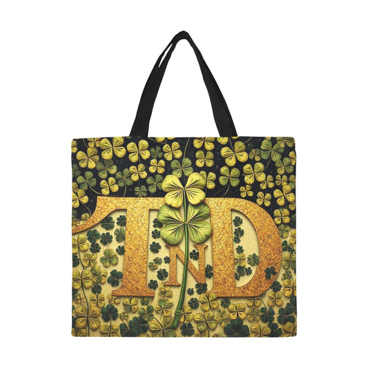 Canvas Tote Bag 4 Leaf Clover Black/Gold/Green Designs TnD logo